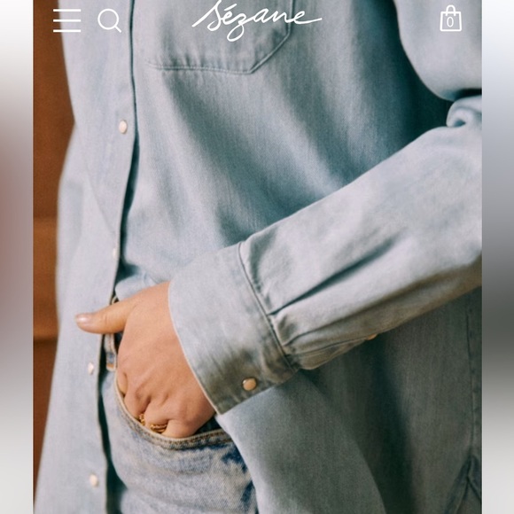 Sezane Max Denim Shirt - Size 34 - Picture 3 of 9
